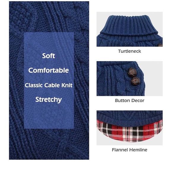Kyeese Blue Cable Knit Dog Sweater - Picture 5 of 8